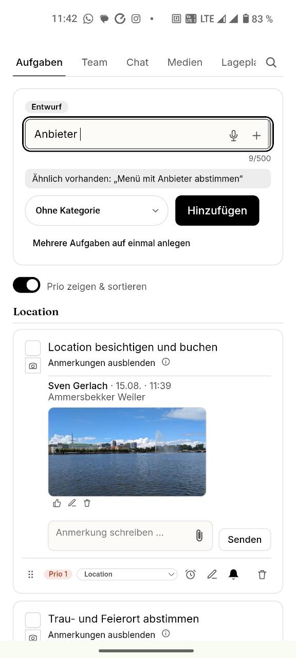 Hochzeitsplanung in trunked